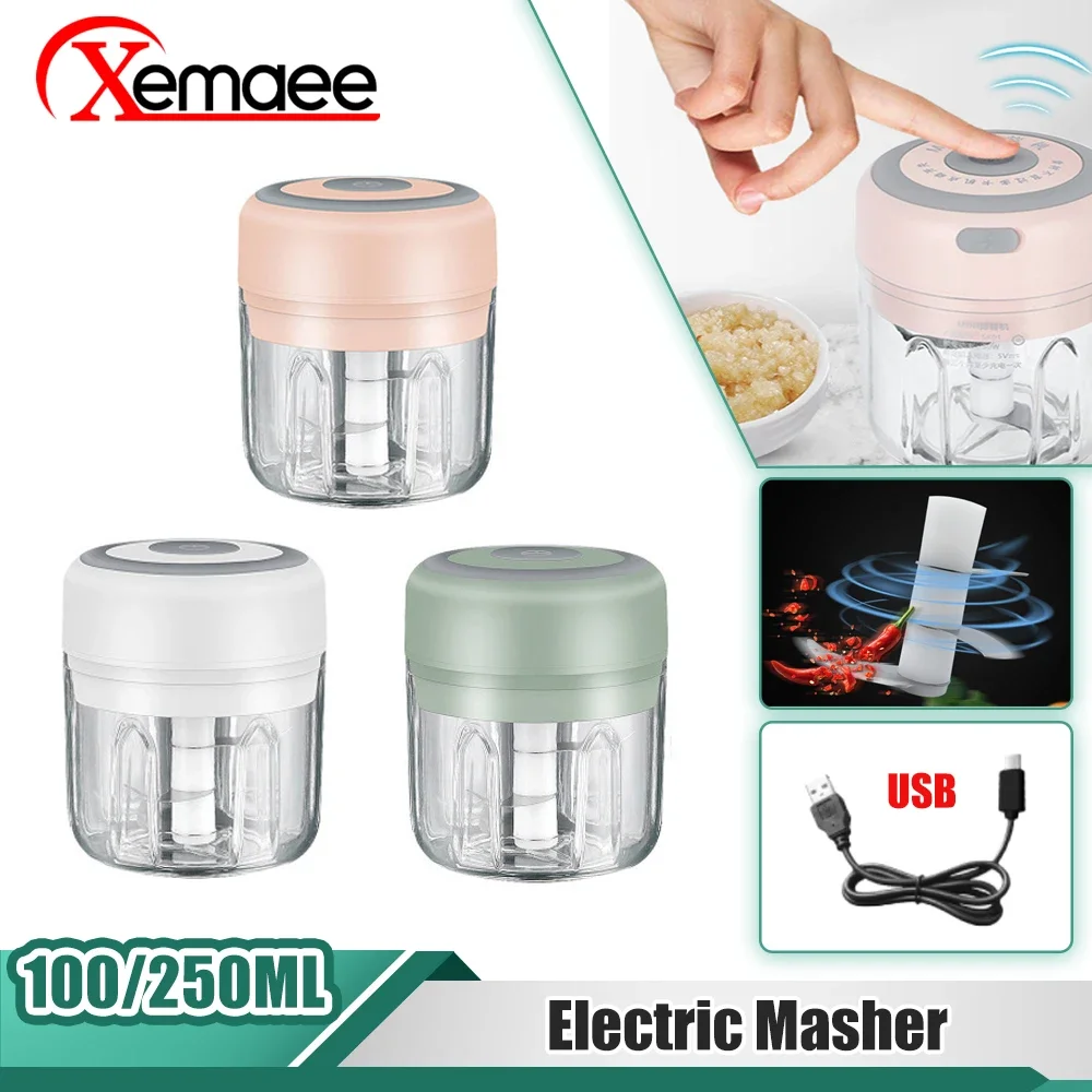 

Mini 100/250mL Electric Garlic Masher Chopper Cutter Ginger Masher Machine for Kitchen Food Crusher Chili Vegetable USB Charging