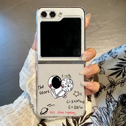 Cute Astronaut Pattern Clear Folding Phone Case - Hard PC Cover for Samsung Z Flip8 (A254)