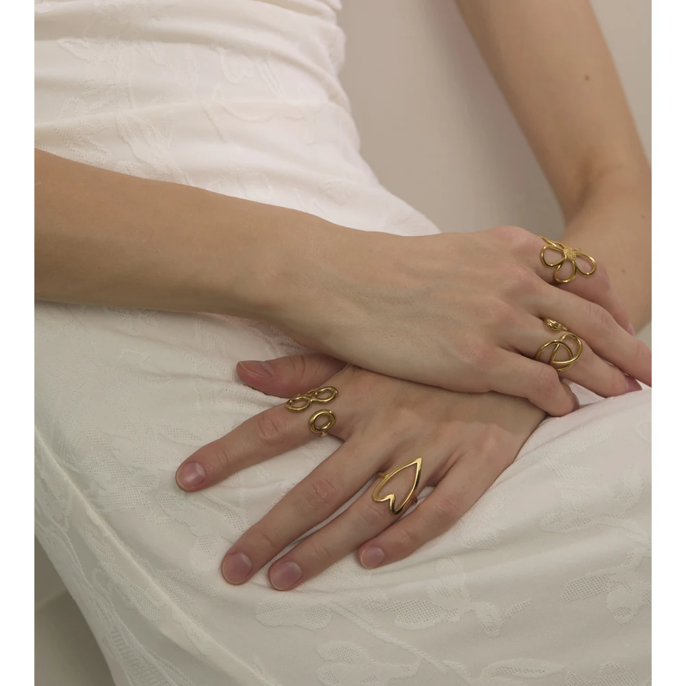 Yhpup Ring Stainless Steel Adjustable for Women