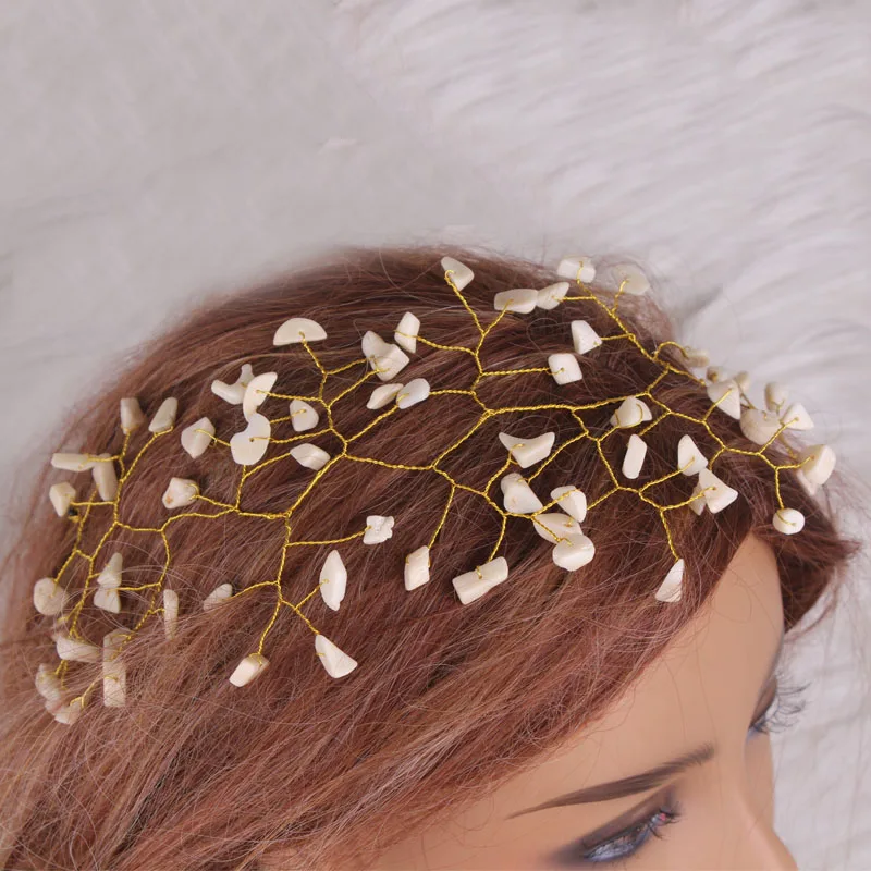 4ujewelry 29cm Orange Wine White Nature Coral Bridal Nigerian Headpieces Jewelry For Weddings Handmade