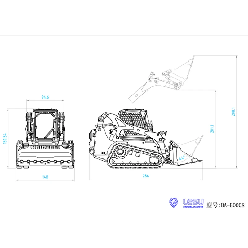 1/14 Hydraulic Loader Metal LESU Aoue-Lt5 Radio Control Tracked Skid-Steer RC Truck Model Lights Toys Adults Thzh1209-Smt9 6