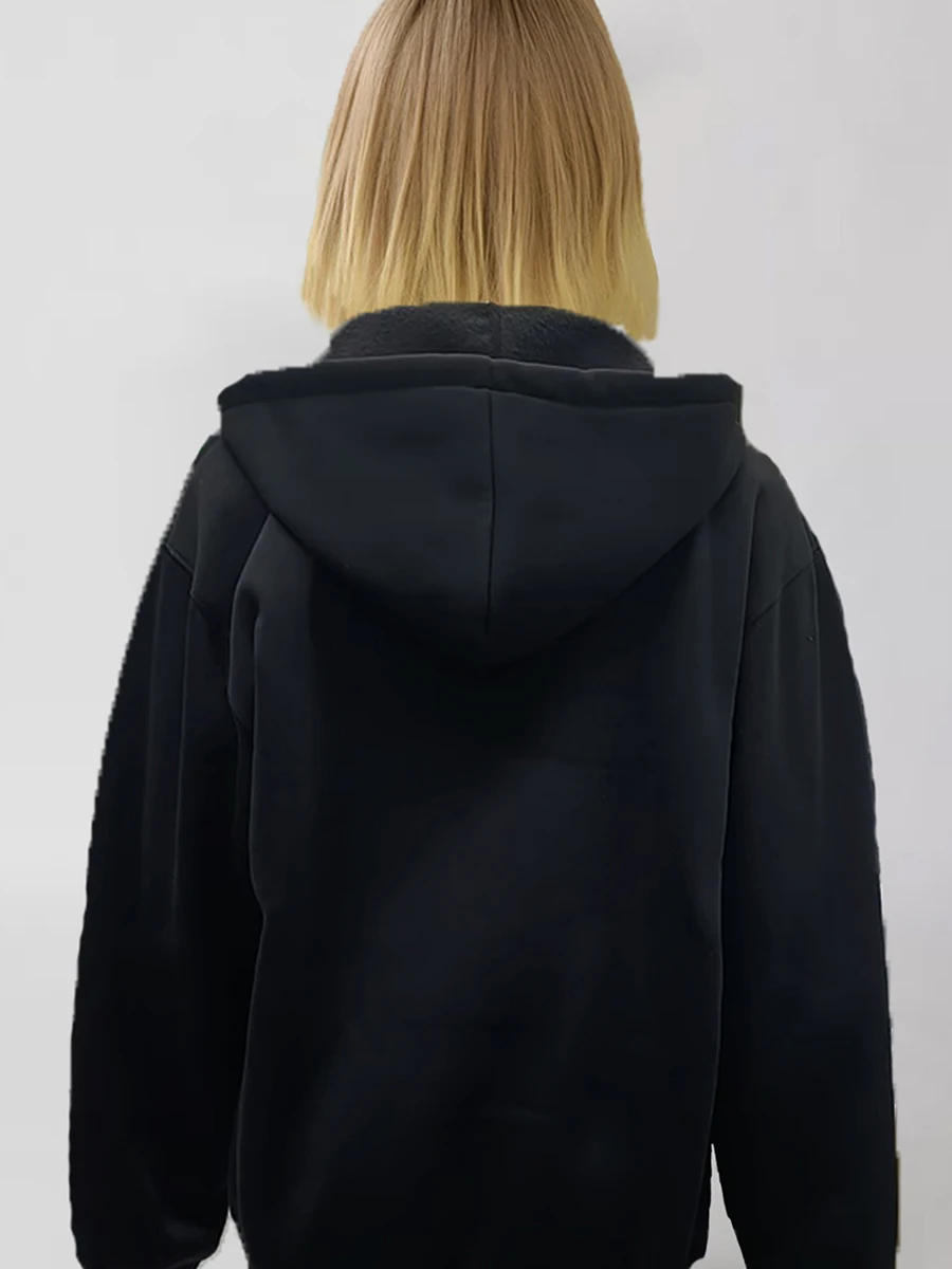 Women s Zip Up Hoodies Long Sleeve Denim Star Embroidery Oversized Sweatshirts Jackets Streetwear Tops