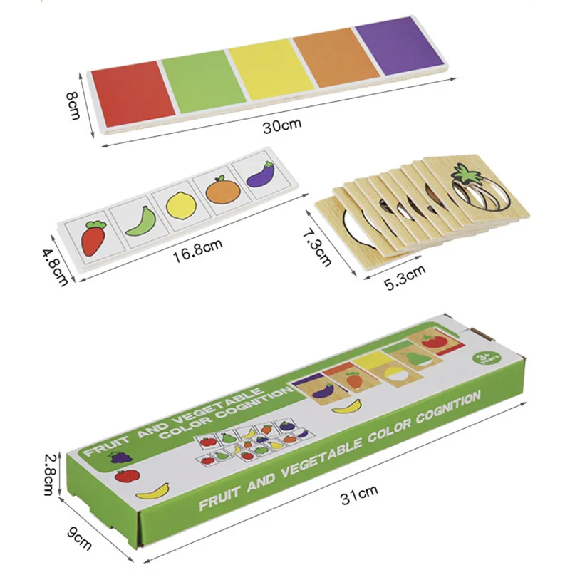 Wooden Montessori Early Education Fruit Vegetable Pairing Puzzle Kids Color Recognition Game Educational Toys For Children 6