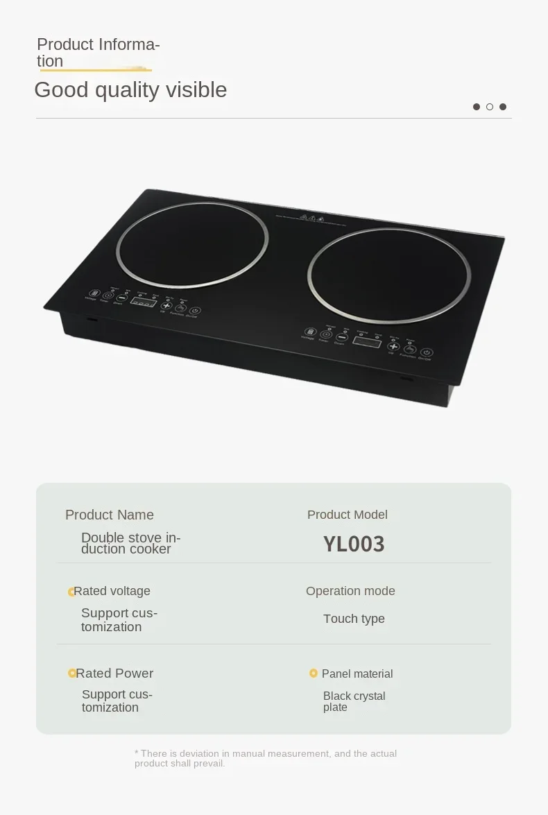 3500W High-Power Electric Induction Cooker Double-Head Embedded Double Cooktop for Household Commercial Kitchen Use
