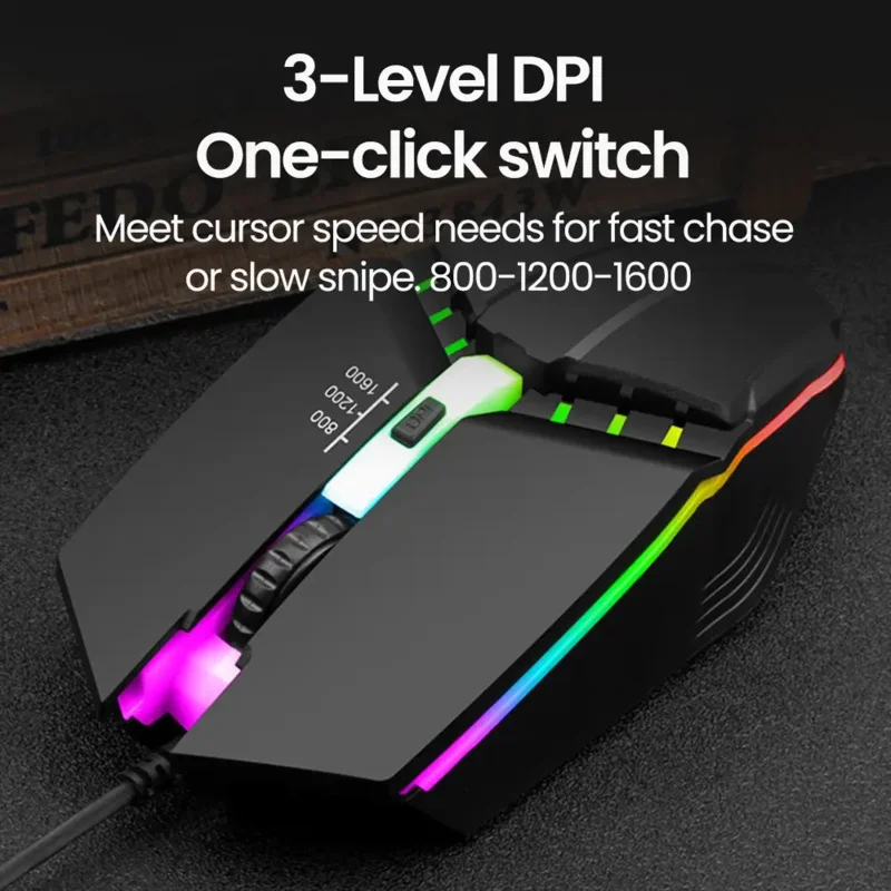 [Gaming Mouse] E-Sports Gaming USB Wired Mouse | LED Luminous Backlit USB Wired Mouse for Desktop PC Laptop Office Computer