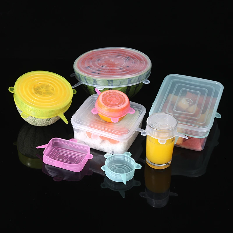 6PCS Silicone stretch lids Universal silicone food wrap bowl pot lids cover pan cooking kitchen accessories supplies