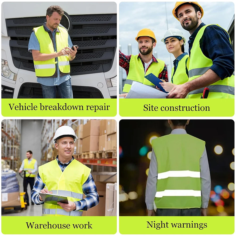 High Visibility Vest Breathable Multi-pocket Reflective Vest 2 Reflective Strip Railway Coal Miners Uniform for Driver Workers