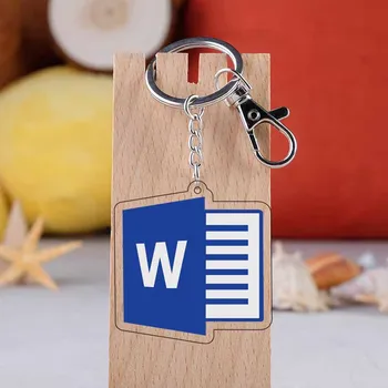 Bonito acrílico software ícone chaveiro ai excel JAVA crachá pvc pingente chaveiros tema de escritório presente saco chave acessório jóias 1