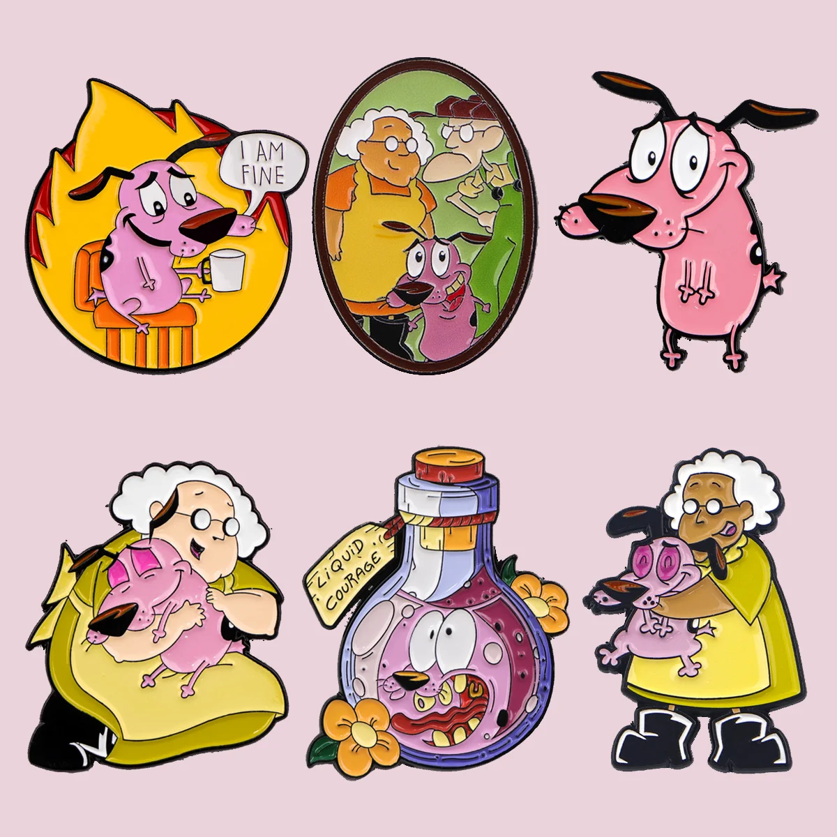 Mix 6 teile/satz Jocular Rosa Hund Emaille Pin Broschen für Anstecknadeln Abzeichen auf Rucksack Kleidung Zubehör Mode Schmuck Geschenke – Detail 6