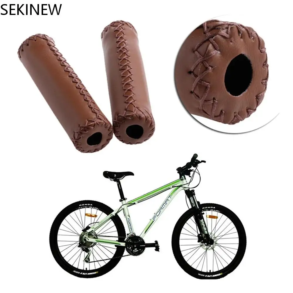 

1Pair 3 Colors Vintage Retro Riding MTB Road Mountain Bike Bicycle Handlebar Grip Artificial Leather Cycling Grip Ends