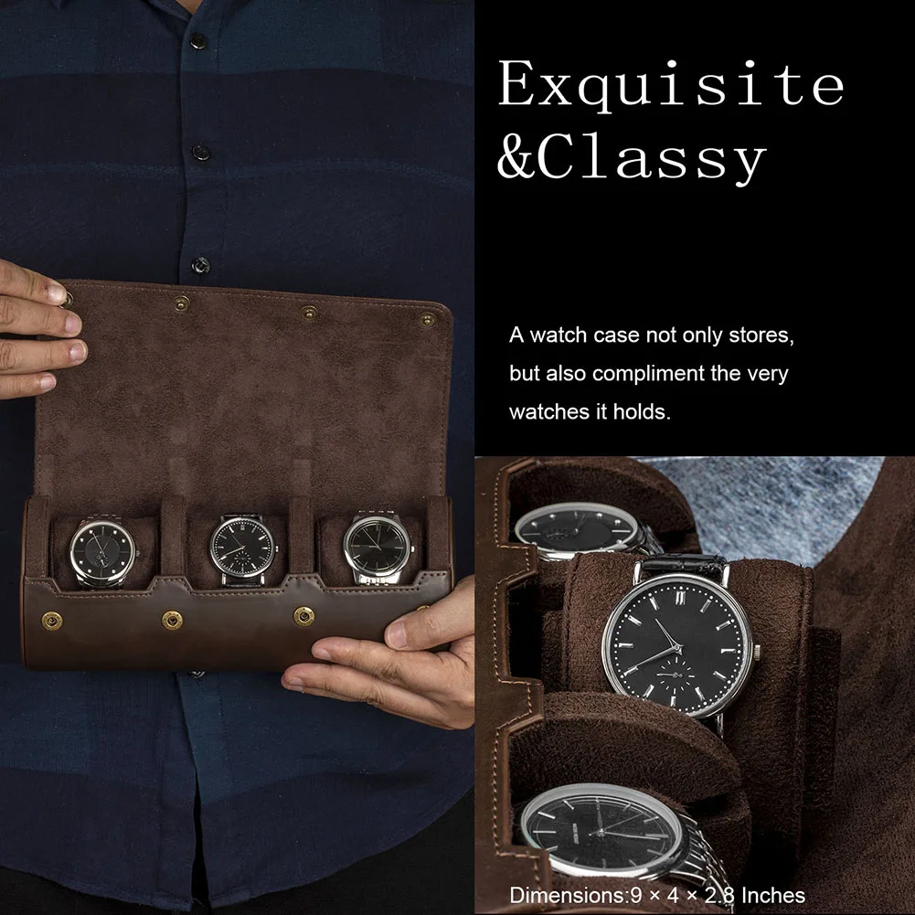 1/2/3 Slots Watch Roll Case Chic Display Watch Box Watch Holder Wrist Jewelry Storage Pouch Organizer Bracelet Gift Storage