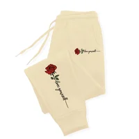Rose Love Yourself Printing Casual Versatile Women Pants Trendy Hip Hop Trousers With Drawstring Pockets Comfy Sweatpants Female 1
