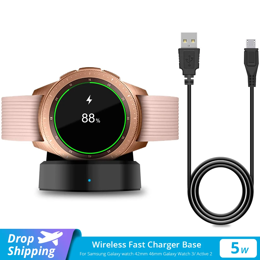 Fivetech Base de cargador rápido inalámbrico para Samsung Galaxy watch, 42mm, 46mm, Galaxy Watch