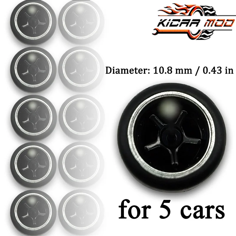 1/64 Scale Diecast Car Wheel Set with Fixed Rubber Tires - Five-Spoke Design (25-Piece)