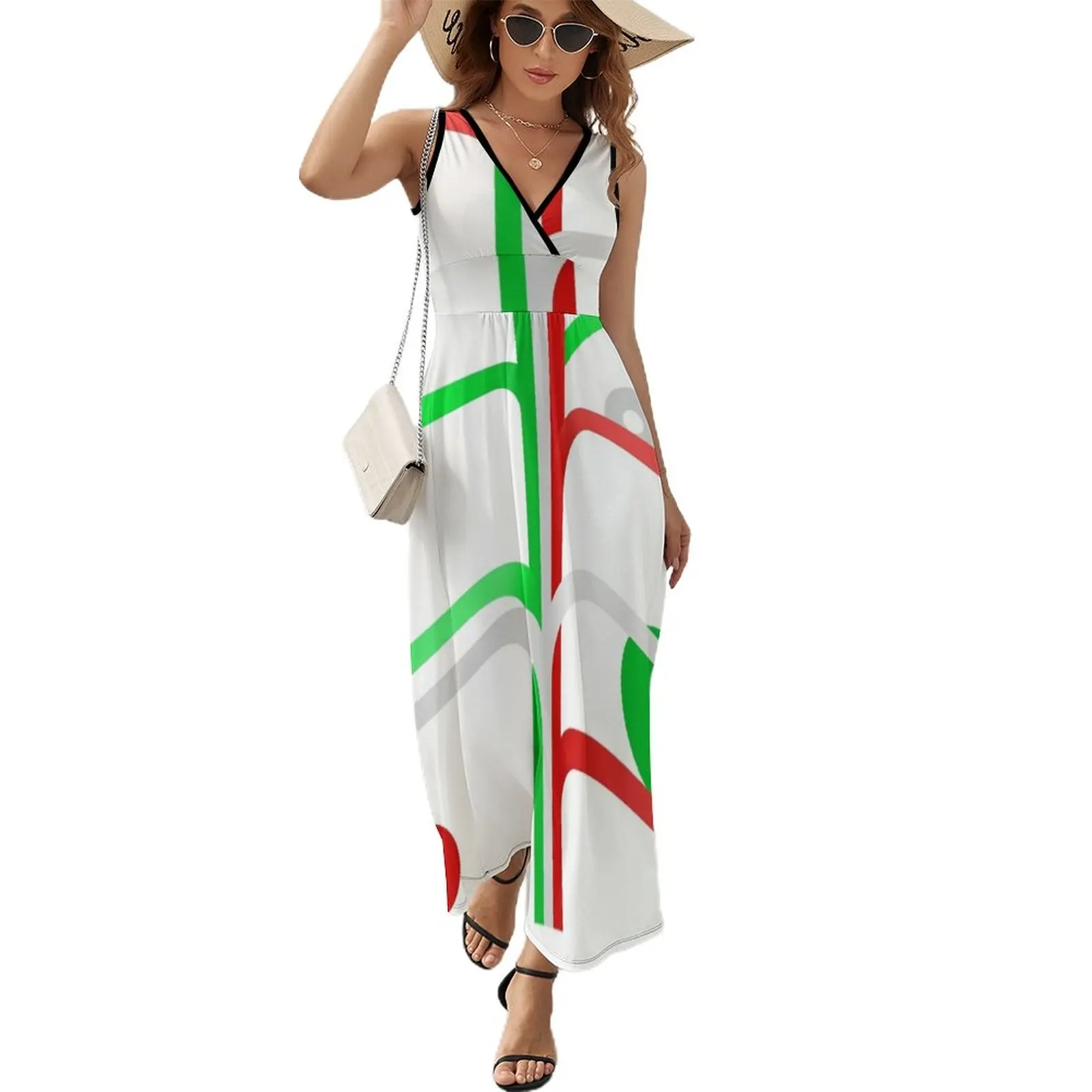 

Stripes and circles - Italian flag colours Sleeveless Dress elegant women's dresses for wedding Long dress