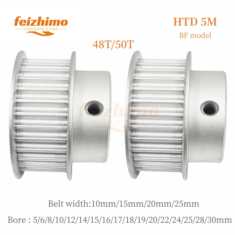 3D 인쇄 부품 5GT HTD 타이밍 도르래, BF 타입 보어 5, 6, 8, 10, 12, 14, 15, 16, 17, 18, 19/20-30, 48T, 50 톱니 벨트 너비 10mm, 15mm, 20mm,