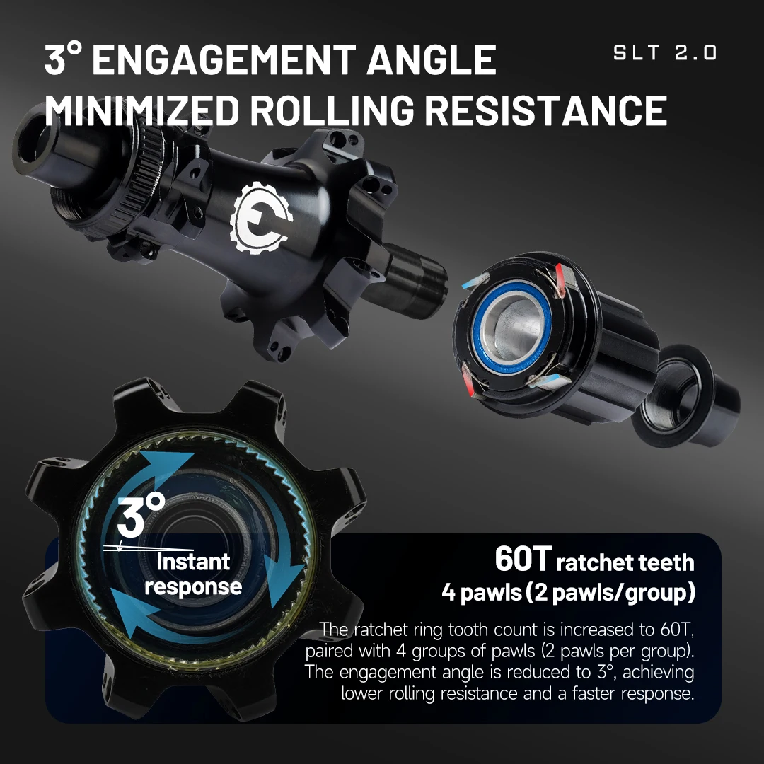 ELITEWHEELS Low Resistance SLT-DISC 2.0 Carbon Wheels Ceramic Bearing For Racing Bike 4 Pawls 60T Road Disc Carbon Wheelset