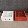 Wood Tea Bag Storage Box With Clear Lid 9 Compartments Square Container Desktop Jewelry Organizer Tea Box Case 5