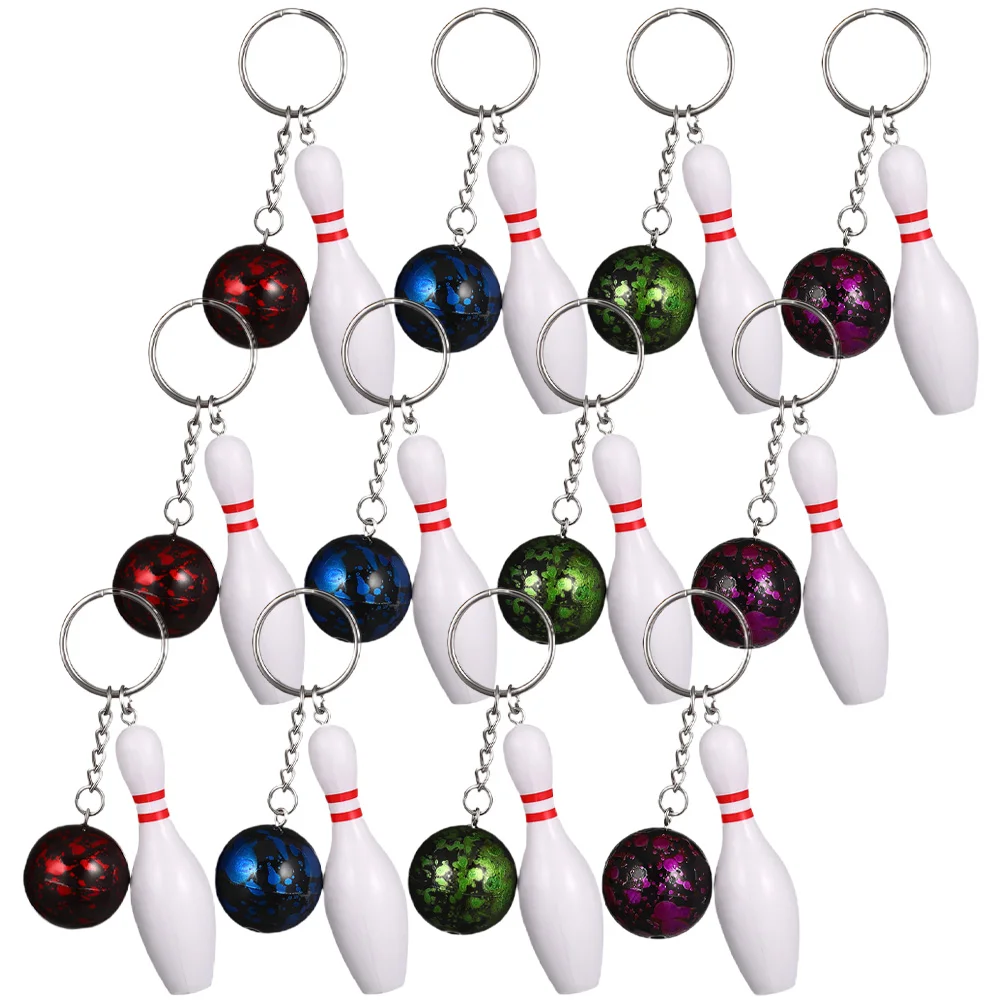 

12 Pcs Bowling Keychain Fob Casual Hanging Keychains Small Sports Metal Keepsakes Delicate Child Gift