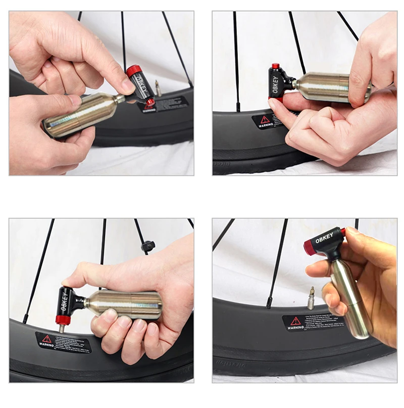 Bike Tire Inflator Outdoor Inflation Reusable Gas Tank Stainless Steel Mini Pump 8/12/16g Co2 Cartridge MTB Bicycle Accessories