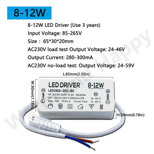 LED 정전류 드라이버 전원 장치, 드라이버 LED 변압기, 300mA 1-3w 4-7w 8-12w 18w 20w 18-25w 25-36w 3