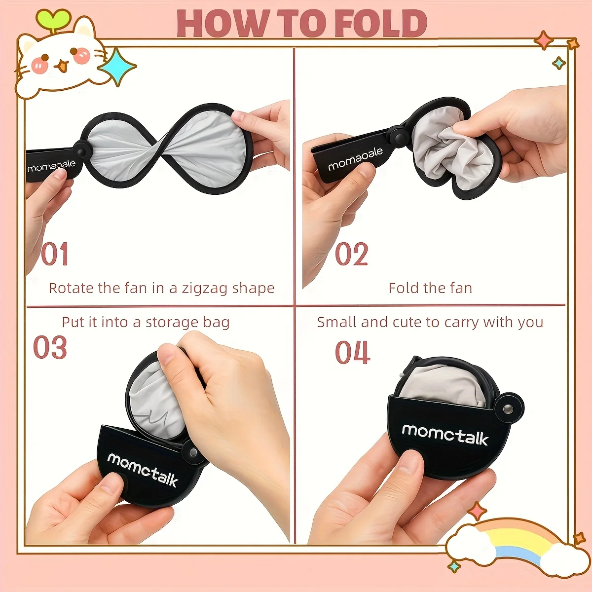 Compact Folding Handheld Fan with Storage Pouch – Ideal for Summer, Travel, Beach & Parties