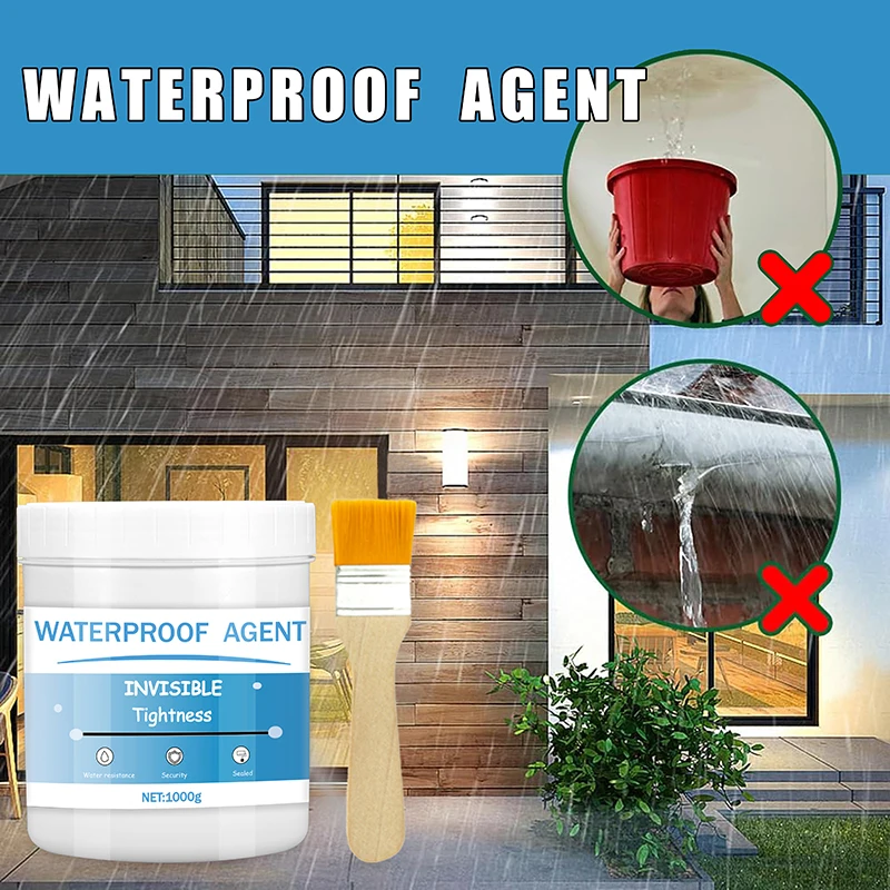 

Waterproof Coating Sealant Agent Transparent Invisible Paste Glue With Brush Adhesive Repair Home Roof Bathroom 300g/500g
