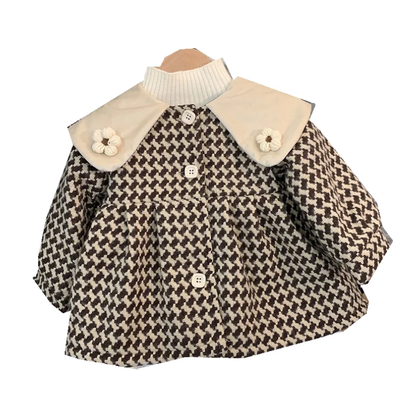 Girls Woolen Coat Jacket Cotton Outwear Windbreak Lapel Warm Plus Thicken Velvet Winter Autumn Party Children's Clothing girls winter coat