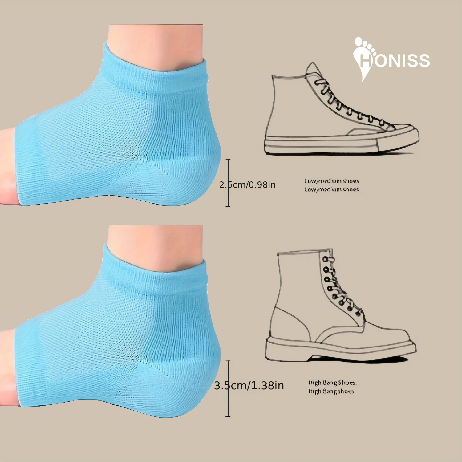 Thickened Rizzsoles Height Max Socks Sports Anti-slip SEBS Shoe Lift 2.5/3.5cm Invisible Heel Lift Women Men - Image 5