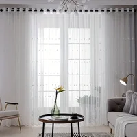 Chinese Modern Simple Ruyi Embroidered Gauze Curtain Curtains for Living Dining Room Bedroom Breathable,Translucent Nordic Style 1