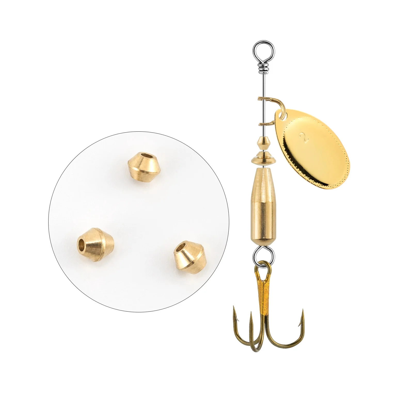 20/50pcs Brass Fishing Bead for Inline Spinner Tail Spinner Walleye Rig