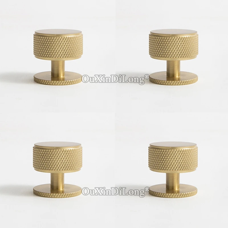 

4PCS Solid Brass Knurled Furniture Pulls Handles Drawer Knobs Cupboard Wardrobe Kitchen Dresser Shoe TV Wine Cabinet Pulls Knobs