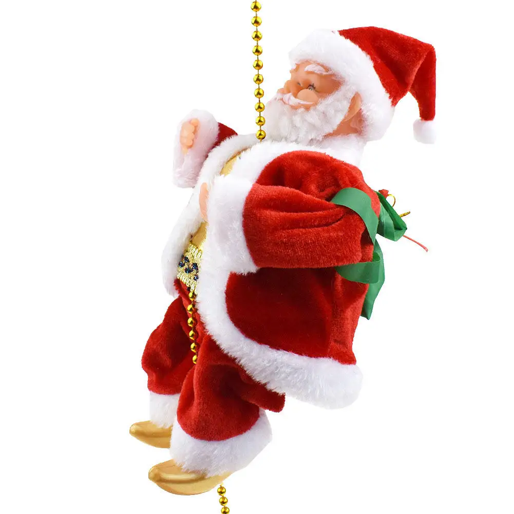 

Climbing Santa Claus Christmas Ornament Xmas Decoration Climbs Up and Down Music Sound Animated Climbing on Beads Moving Figure