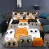 Cartoon Cat Duvet Cover Set Cartoon Animal Print Bedding Set With Pillowcase 2/3pcs Comforter Cover For Bedroom Decor 2