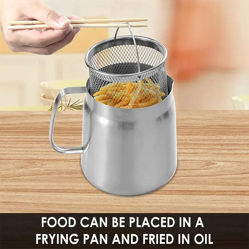 2.0L Stainless Steel Oil Filter Pot with Mesh Large Capacity Household Fryer Oil Storage Tank Residue Separation Tool