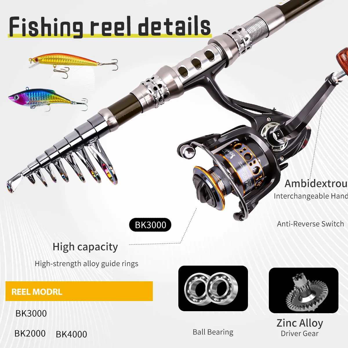 Carbon Telescopic Fishing Rod & Reel Set 4