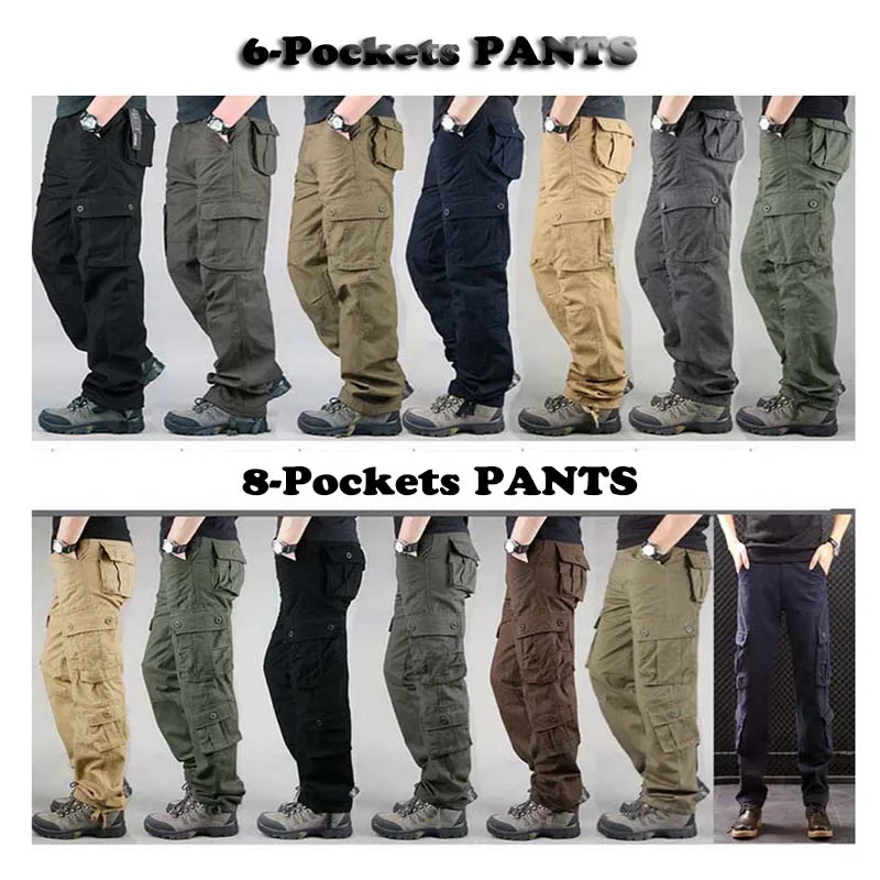 Multi Pockets Mens Cargo Pants Outdoor Tactical Cotton Khaki Outwear Straight Casual Trousers for Men Pantalon Militaire Homme 3