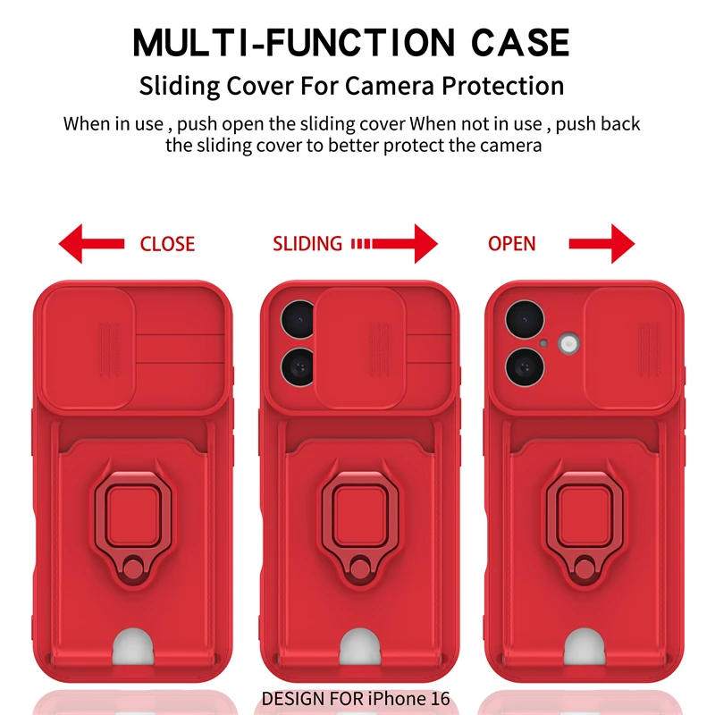 Universal Smartphone Case with Card Pocket, Lens Protection, and Ring Holder