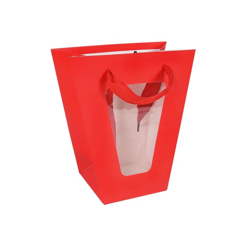 Bolsa papel kraft rojo 2 botellas forma árbol de navidad ventana de PVC  asas cordón rojo ojal 18x9x39 cm - NOVEDAD - Publipack Calafell. Tienda  online de bolsas y productos de embalaje comercial.