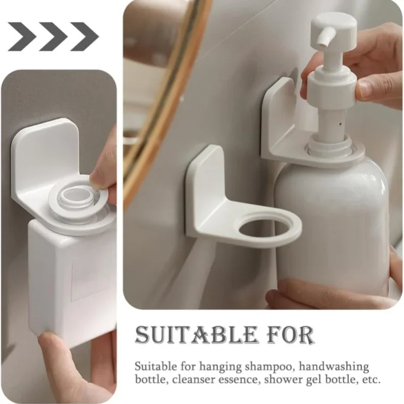 Dispenser bottle holder Adjustable Dispenser Bottle Holder Wall Mounted Adhesive Shampoo Lotion Hand Soap Bottle Hanger Bathroom Storage Rack