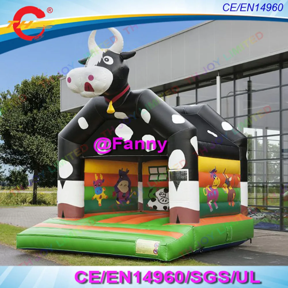 4x4m Farmthemed Cow Bounce House Inflatable Bouncer, Kids Party Inflatable Bouncy Castle, Free