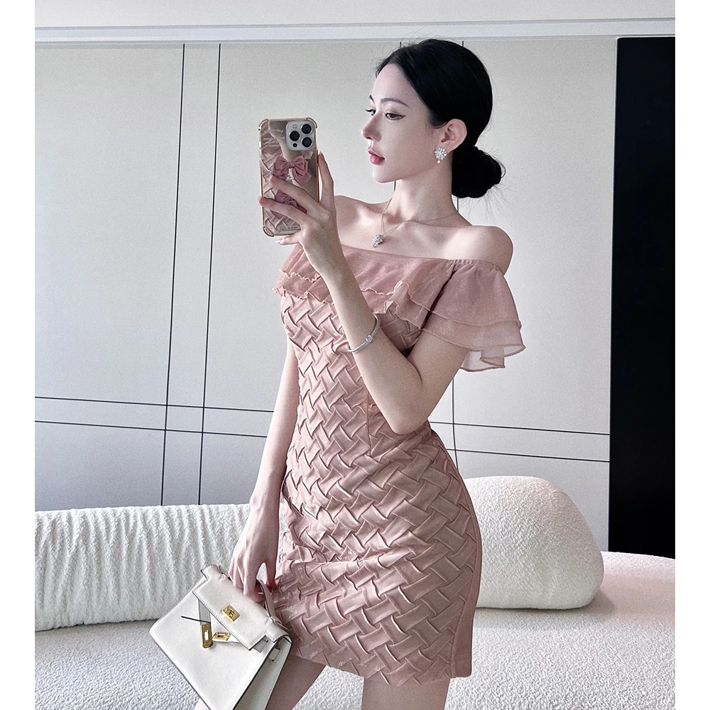 

New Women's Sexy off-shoulder Collar Slim-fit Hip Travel Holiday Dress Dress 2023 fashion women's Clothing
