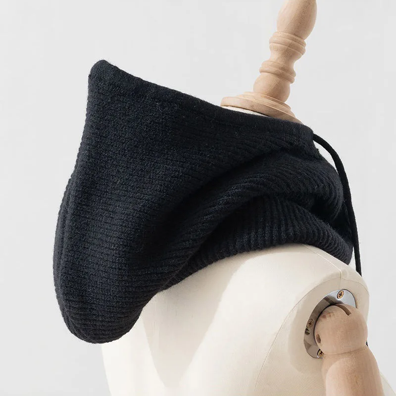 RICYGVM Collar One Piece Knit Woolen Hat Fashion Balaclava Hats Couple Winter Warm Neck Ear Protection Cap Scarf Hooded Beanies 3
