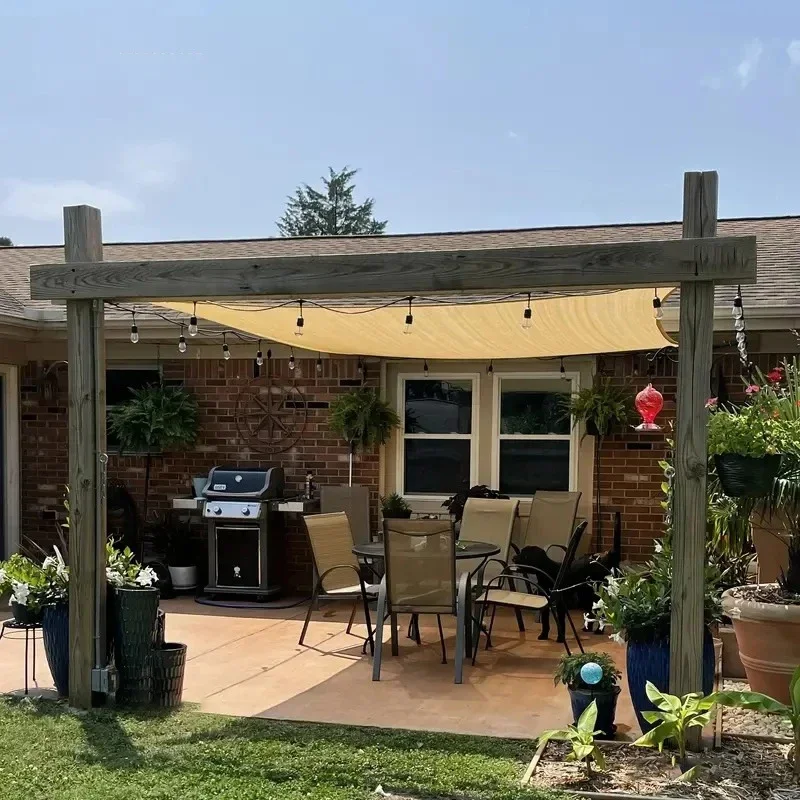 Beige Sunshade Net Wrap-around Perforated Sunshade Cloth Thickened Heat Insulation Net Summer Outdoor Shade Sun Screen