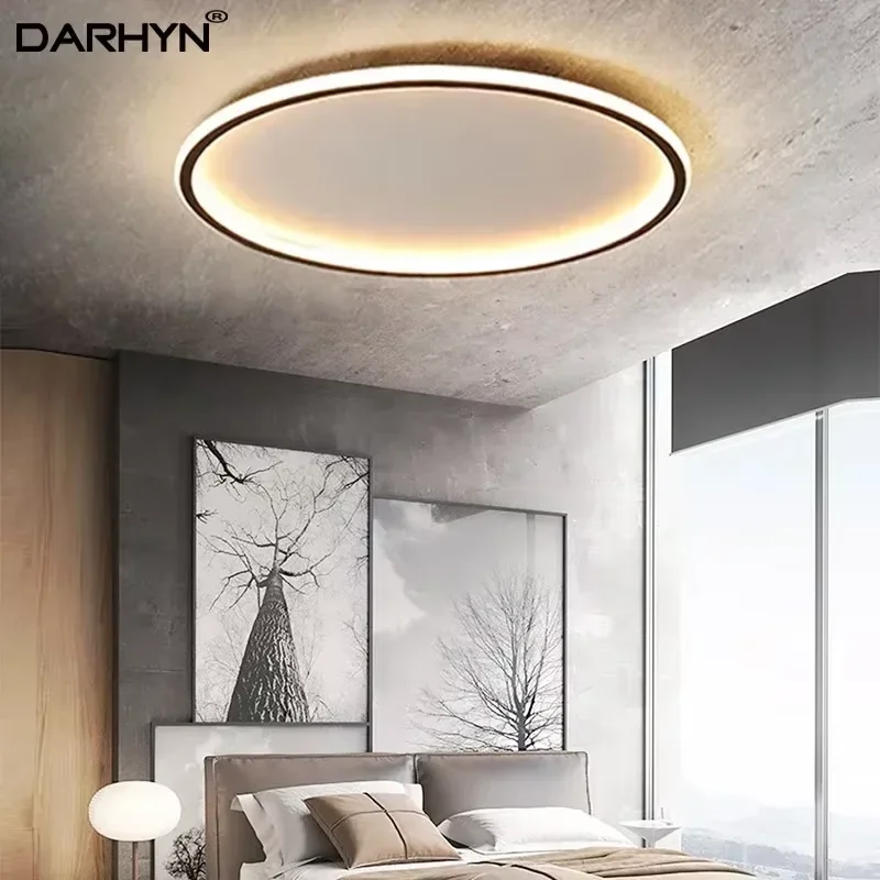 Large LED Ceiling Light 30/50/80CM Bedroom Living Room Study Room Super Slim Black White Gold Home Decor Lighting Fixture