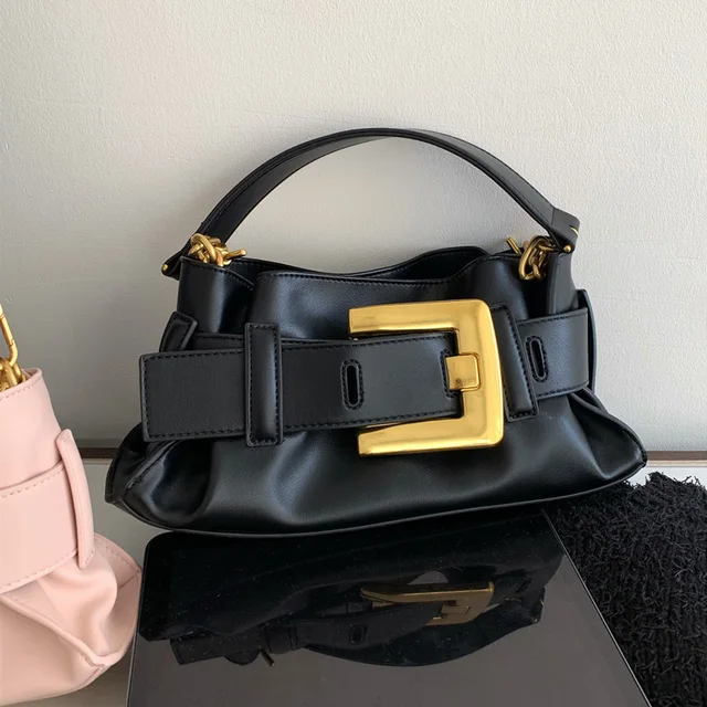 Pleated Black Crossbody Bag 2