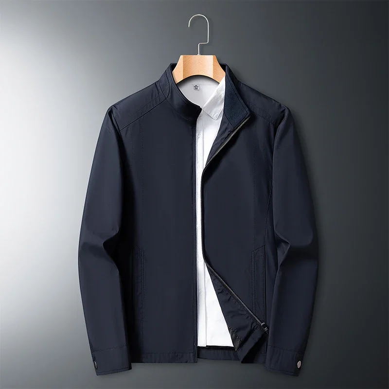 

Куртка мужская деловая, повседневный жакет с воротником-стойкой, простой однотонный модный пиджак, весна-осень