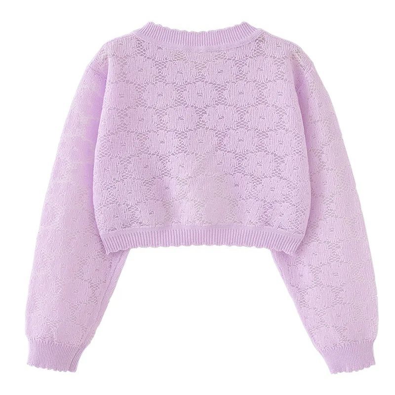 1-10세 여름용 얇은 무지 가디건 여아 보라색 자켓 면 아동 코트 1 2 3 4 5 6 7 8 9 10세 아동복 OGC241103