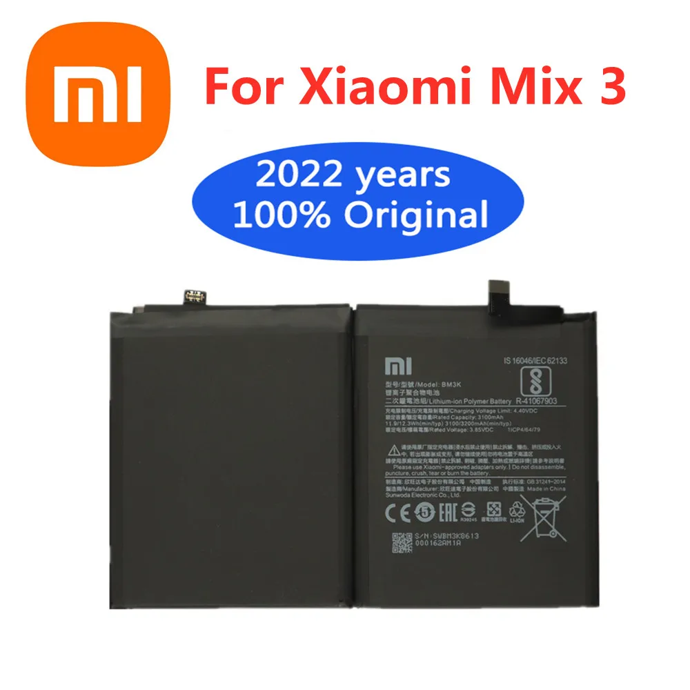 

NEW 100% Xiao Mi Original Phone Battery BM3K 3200mAh for Xiaomi Mi Mix 3 Mix3 High Quality Replacement Batteries Retail Package