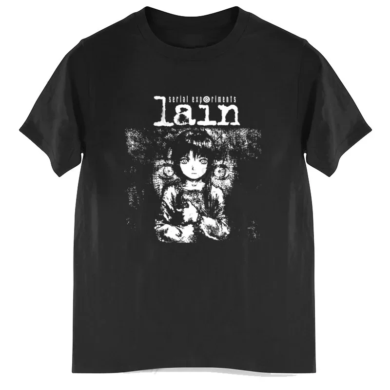 

New arrived Mens T shirt Serial Experiments Lain tshirt men Cotton Harajuku Japan manga wakkura tees Homme Black T-shirt